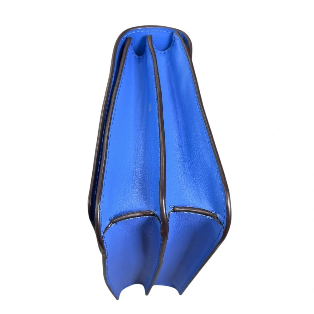 Michael Kors Mott Large Leather Shoulder Bag Oxford Blue Gold Chain NWT - Picture 8 of 12